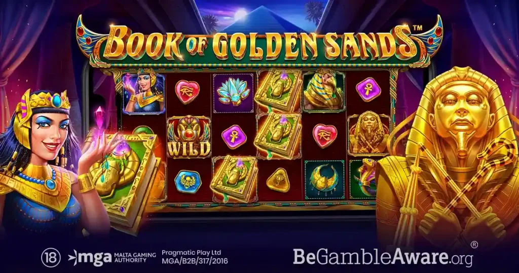Giro vincente con wild moltiplicatore nella slot Book of Golden Sands